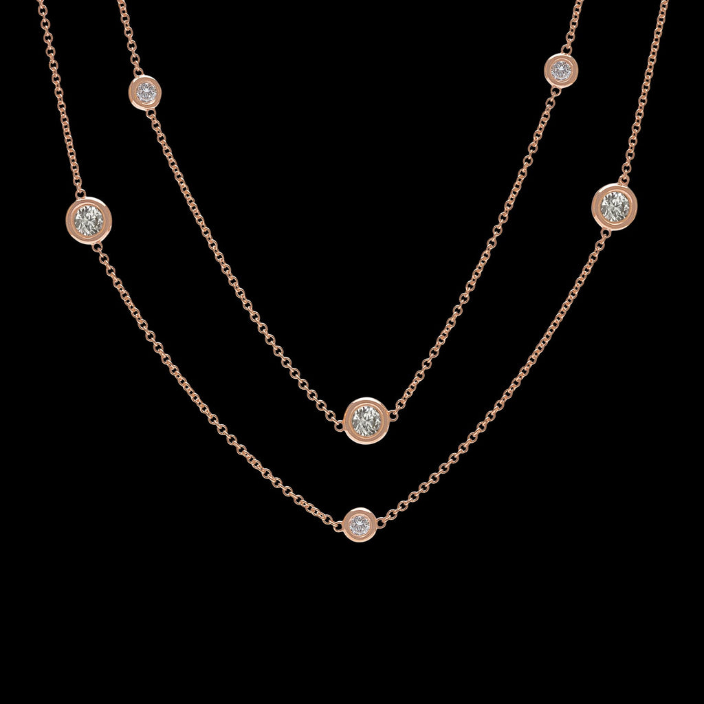 Diamond and Rose Gold Long Chain Necklace