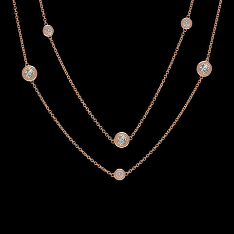 Diamond and Rose Gold Long Chain Necklace