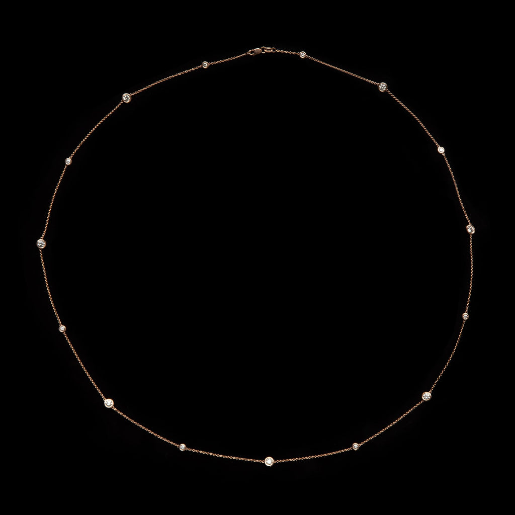 Diamond and Rose Gold Long Chain Necklace