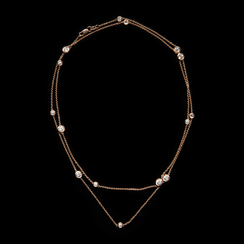 Diamond and Rose Gold Long Chain Necklace