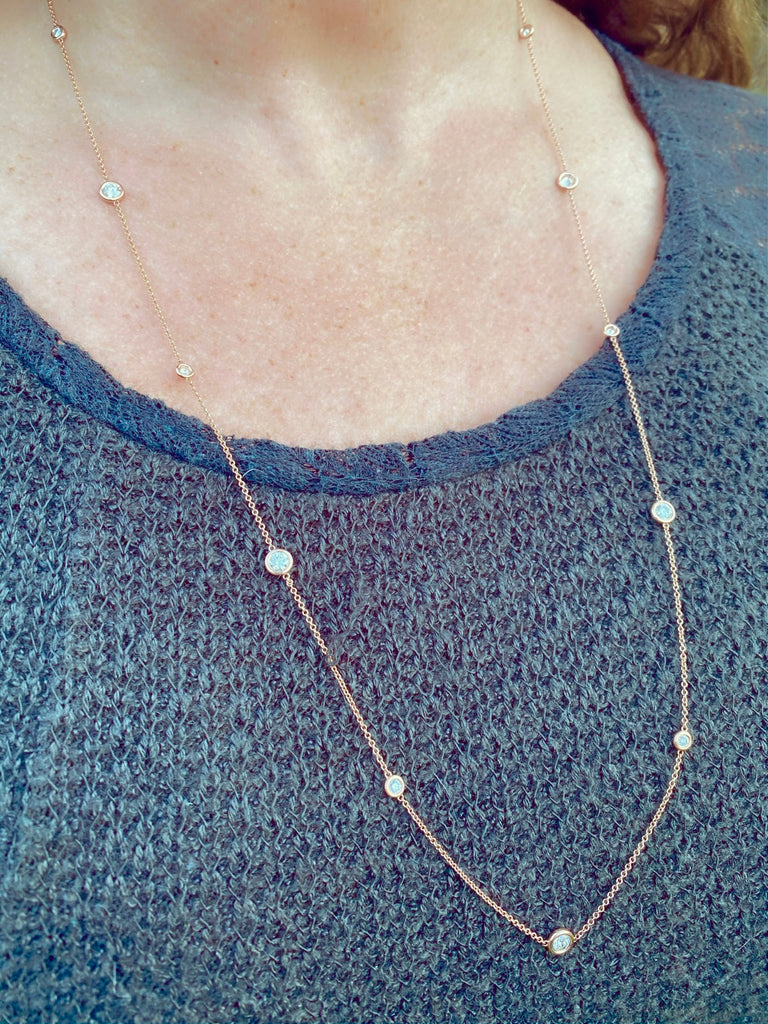 Diamond and Rose Gold Long Chain Necklace