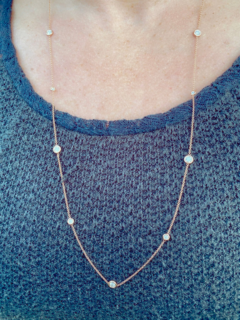 Diamond and Rose Gold Long Chain Necklace
