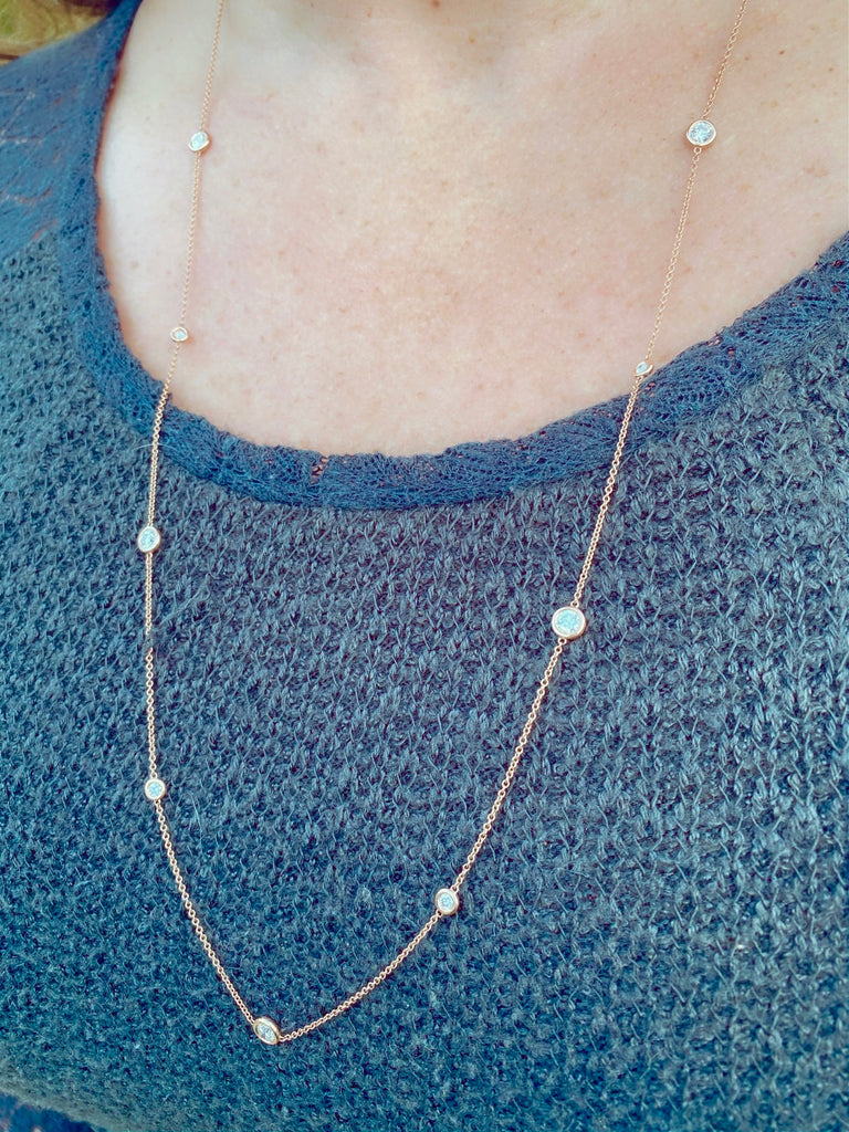 Diamond and Rose Gold Long Chain Necklace