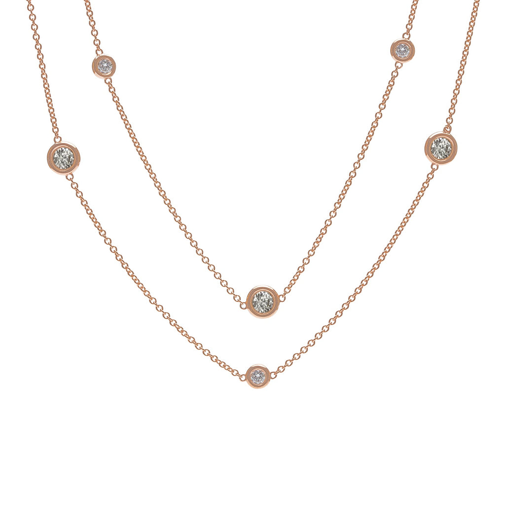Diamond and Rose Gold Long Chain Necklace