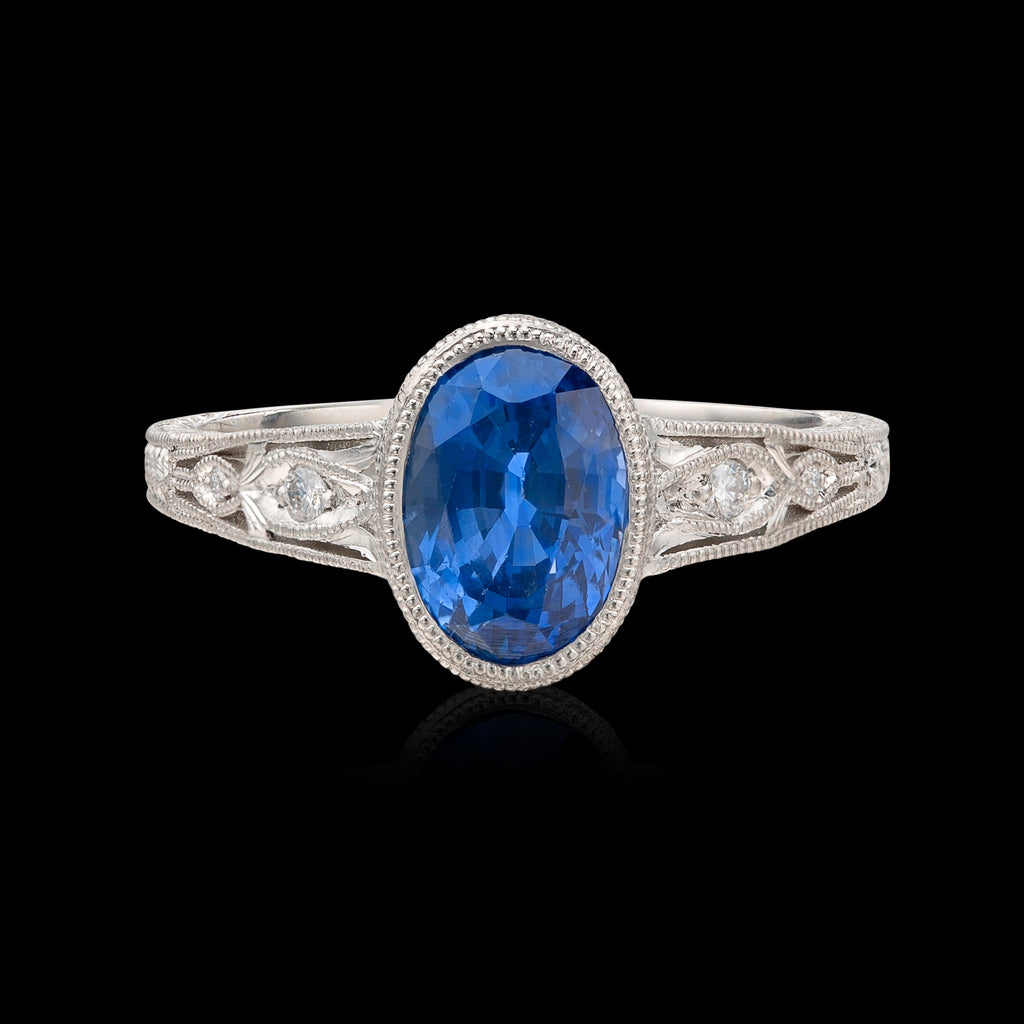 Ceylon Sapphire, Diamond & Platinum Ring