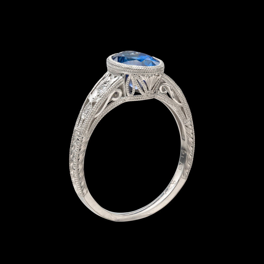 Ceylon Sapphire, Diamond & Platinum Ring