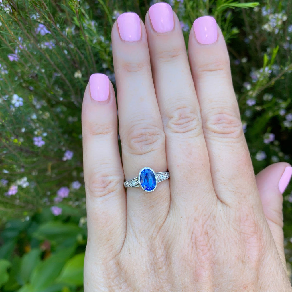 Ceylon Sapphire, Diamond & Platinum Ring