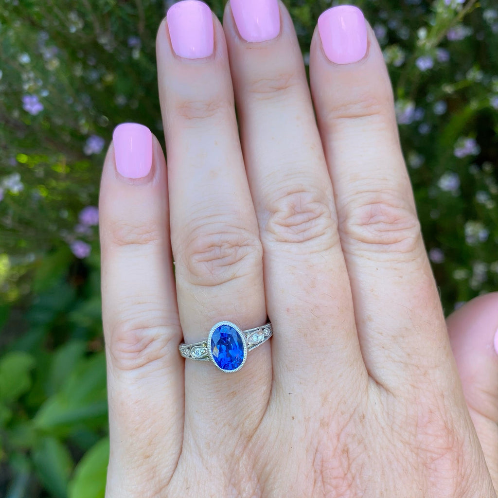 Ceylon Sapphire, Diamond & Platinum Ring