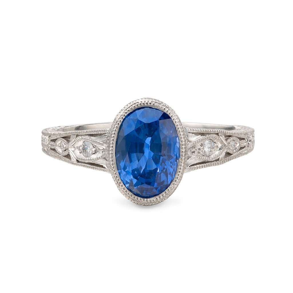Ceylon Sapphire, Diamond & Platinum Ring