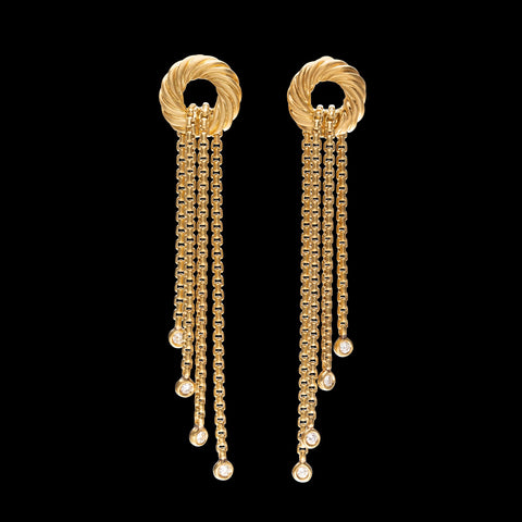 David Yurman Gold & Diamond Tassel Earrings