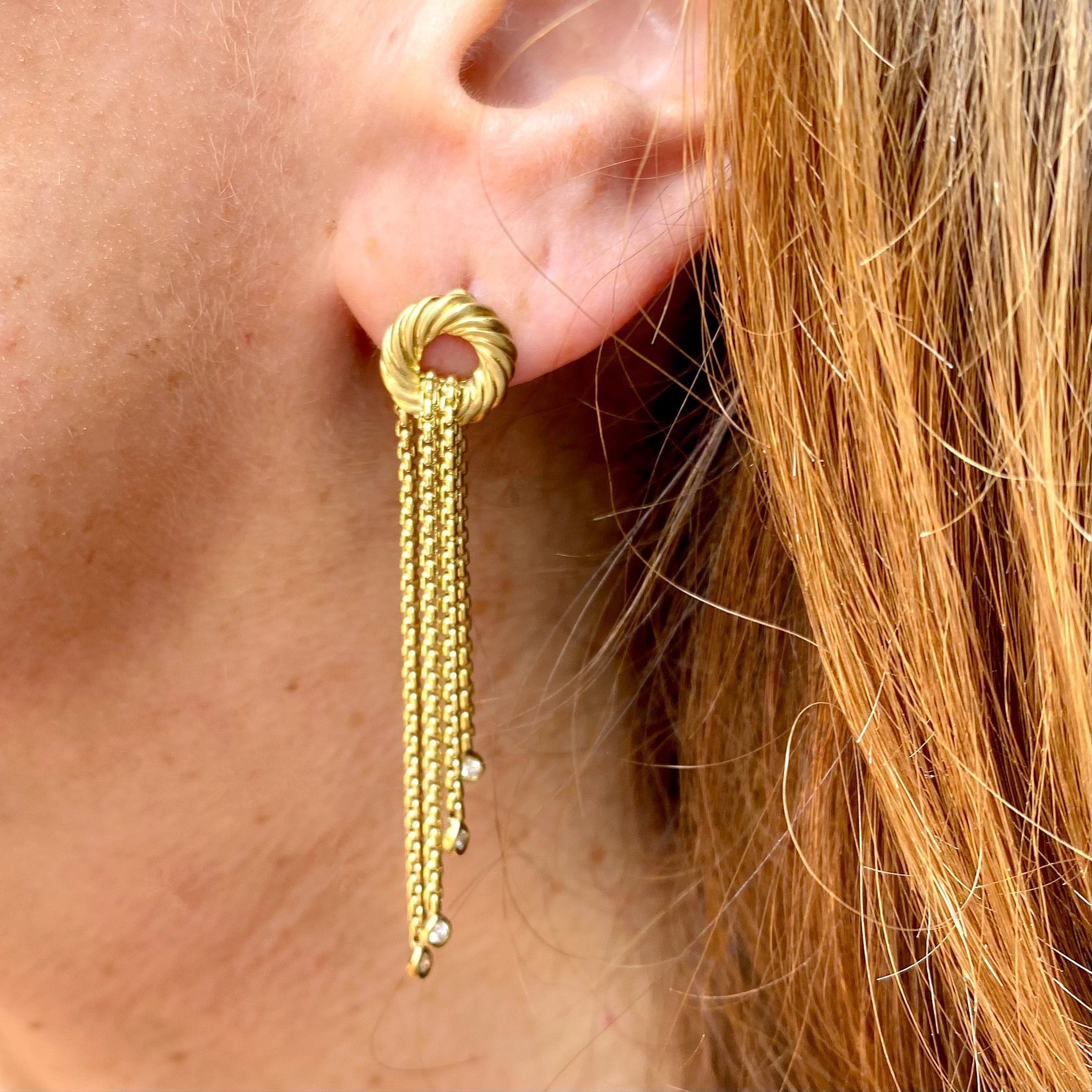 David Yurman Gold Diamond Tassel Earrings