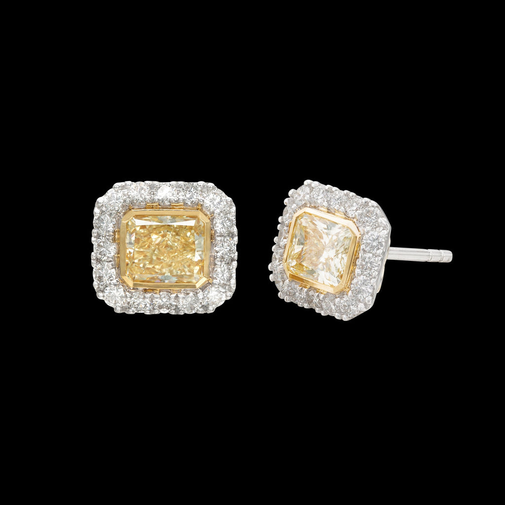 Extraordinary Natural Yellow Diamond Earrings