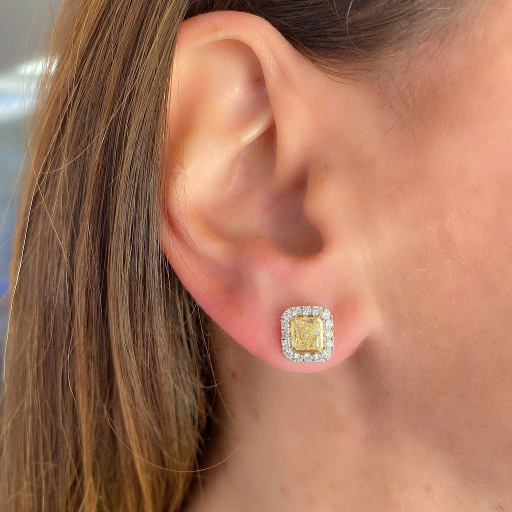 Extraordinary Natural Yellow Diamond Earrings