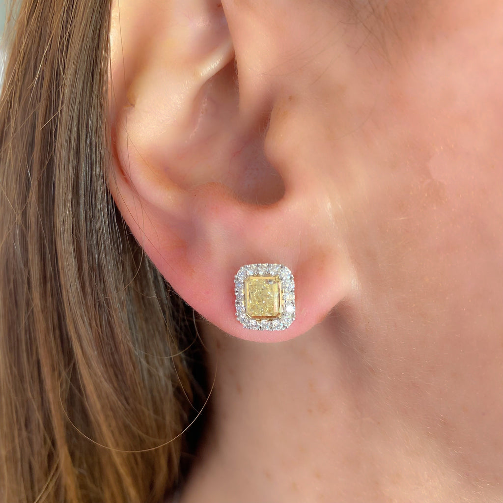 Extraordinary Natural Yellow Diamond Earrings