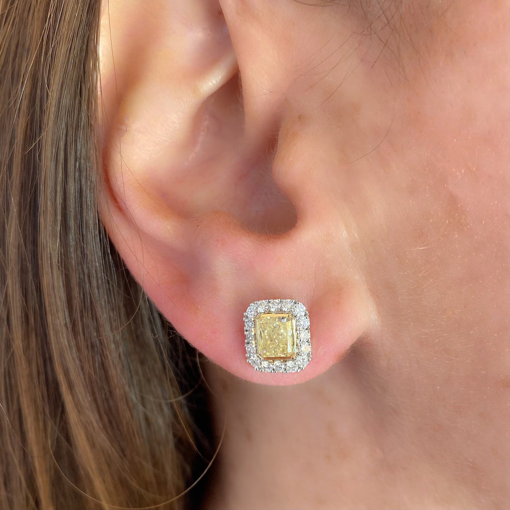 Extraordinary Natural Yellow Diamond Earrings
