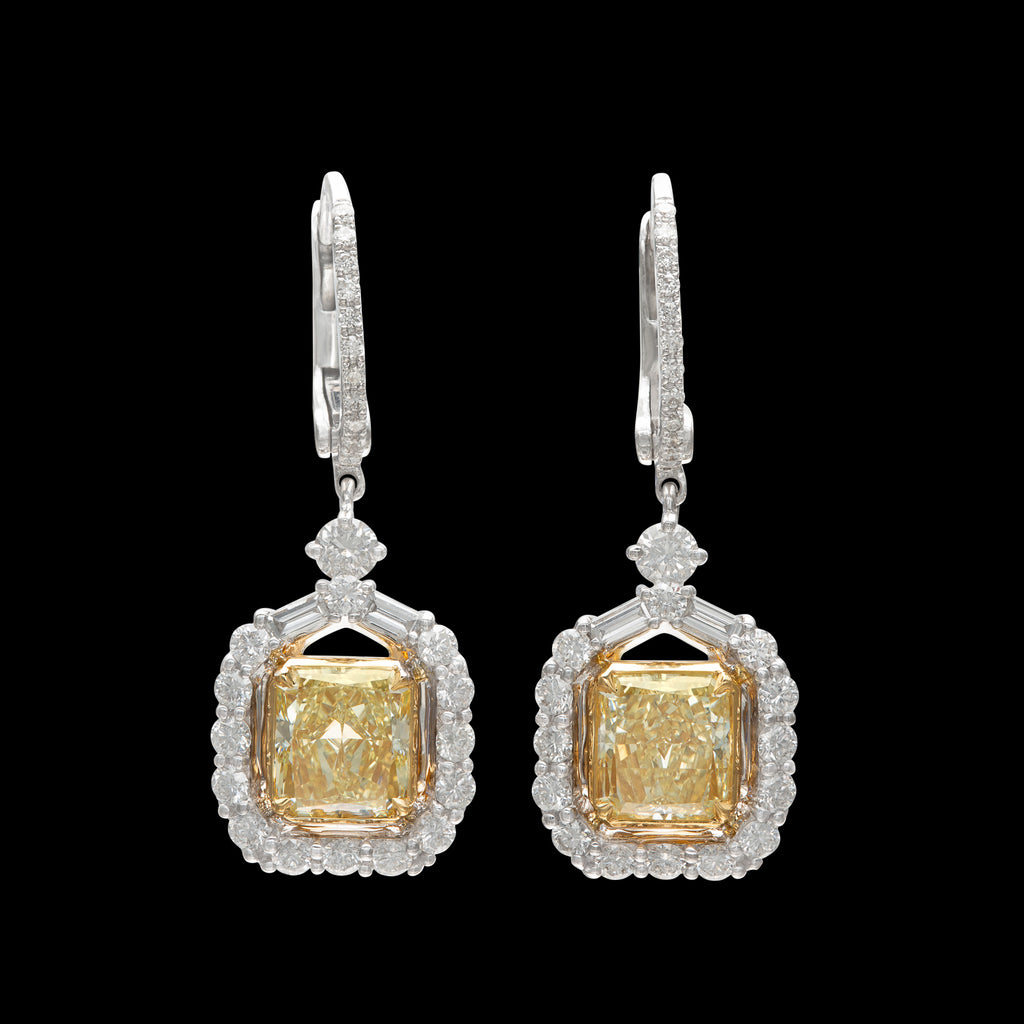Natural Yellow Diamond Drop Earrings by Salavetti