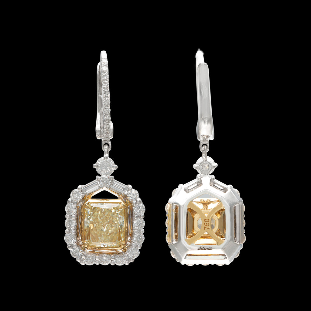 Natural Yellow Diamond Drop Earrings by Salavetti