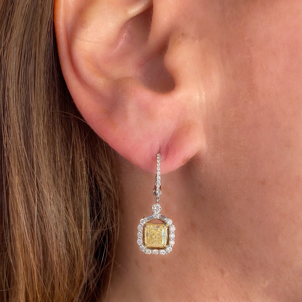 Natural Yellow Diamond Drop Earrings by Salavetti