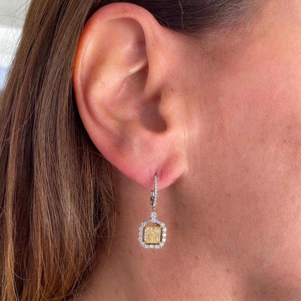Natural Yellow Diamond Drop Earrings by Salavetti