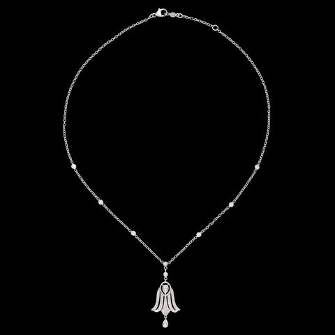 18k White Gold Art Deco Style Diamond Necklace