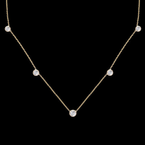 5 Stone Old European Cut Diamonds-By-The-Yard Necklace