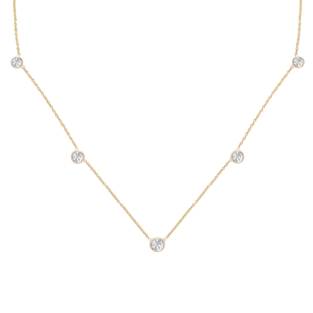 5 Stone Old European Cut Diamonds-By-The-Yard Necklace