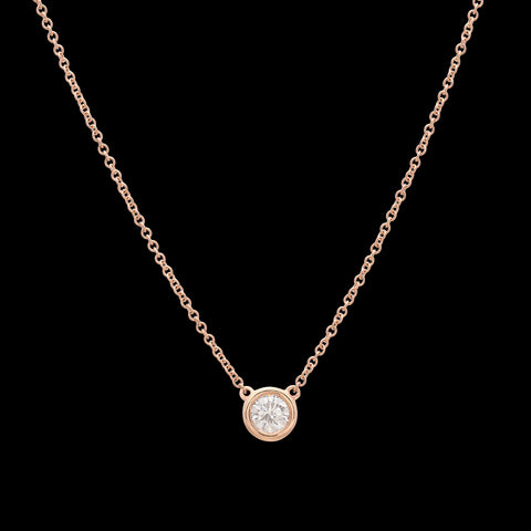 18kt Rose Gold Solitaire Diamond Necklace