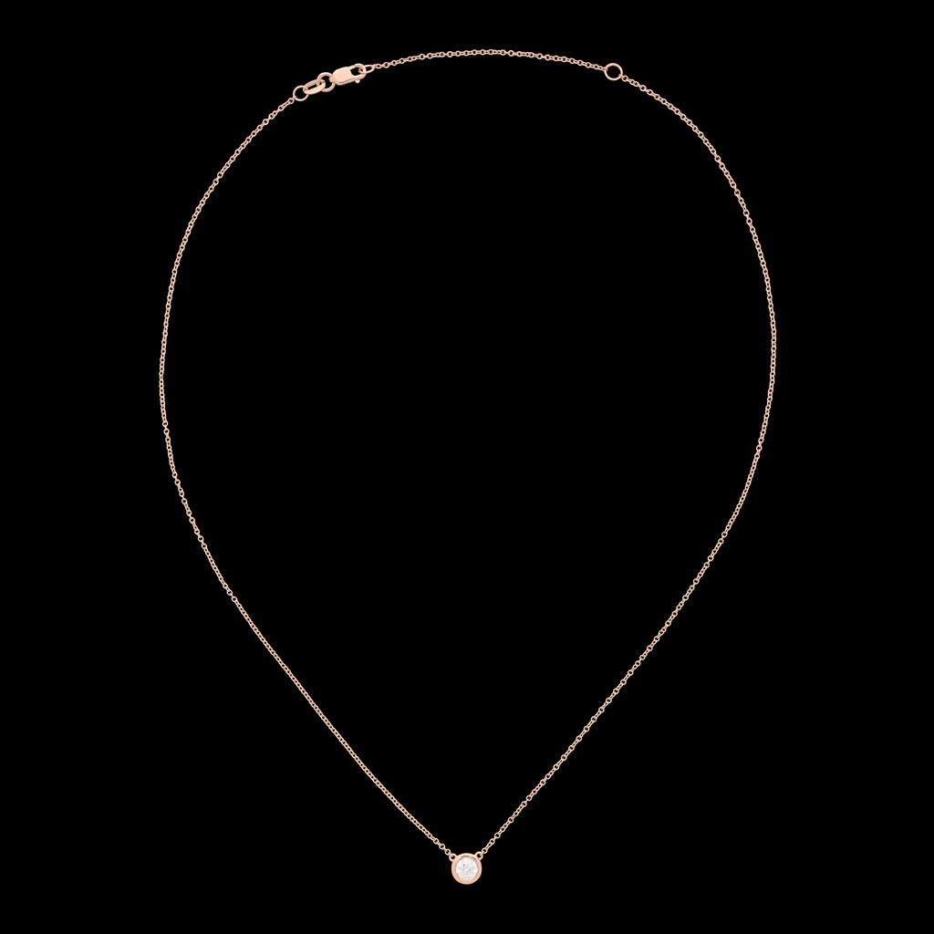18kt Rose Gold Solitaire Diamond Necklace