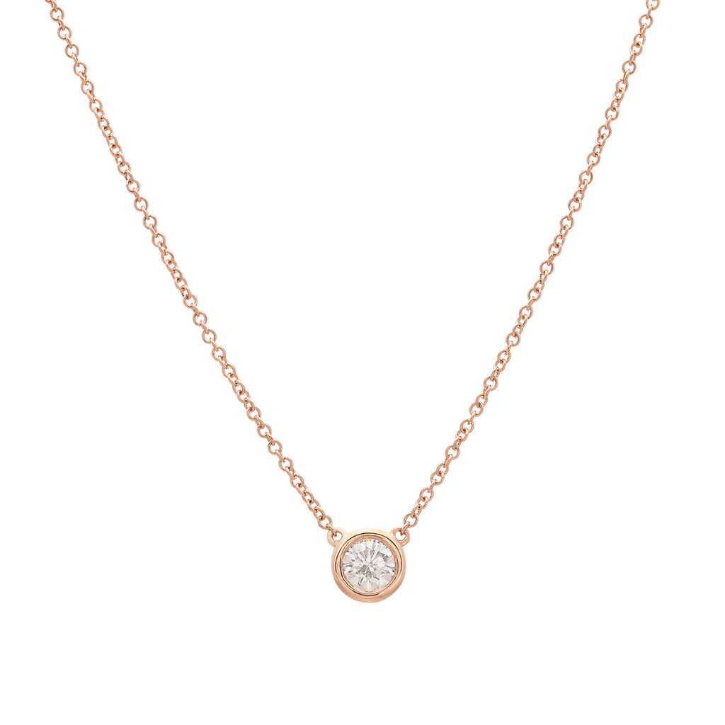 18kt Rose Gold Solitaire Diamond Necklace