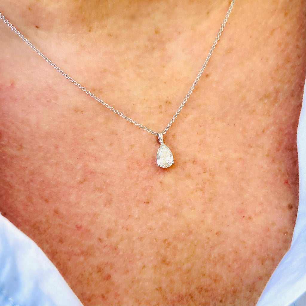 1.05ct Pear Shaped Diamond Pendant Necklace