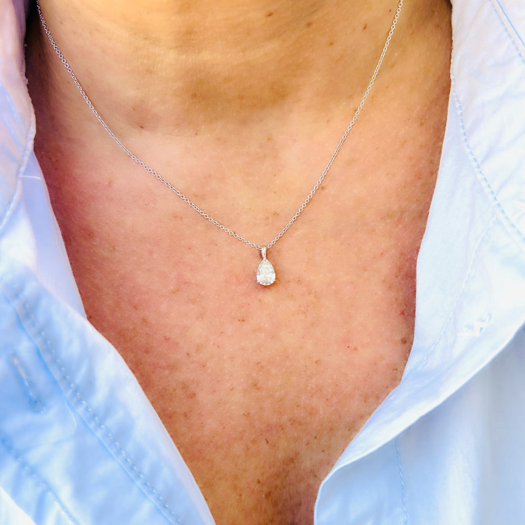 1.05ct Pear Shaped Diamond Pendant Necklace
