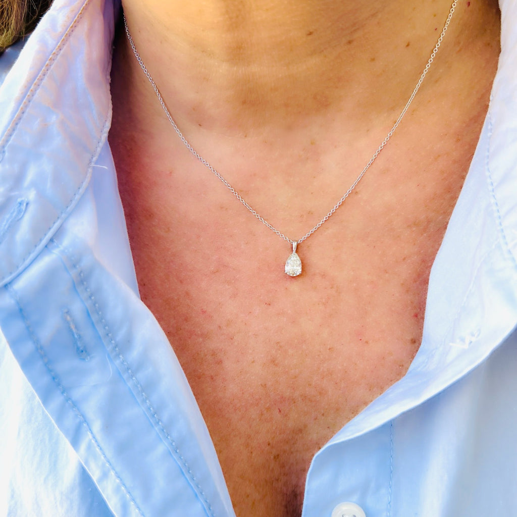 1.05ct Pear Shaped Diamond Pendant Necklace