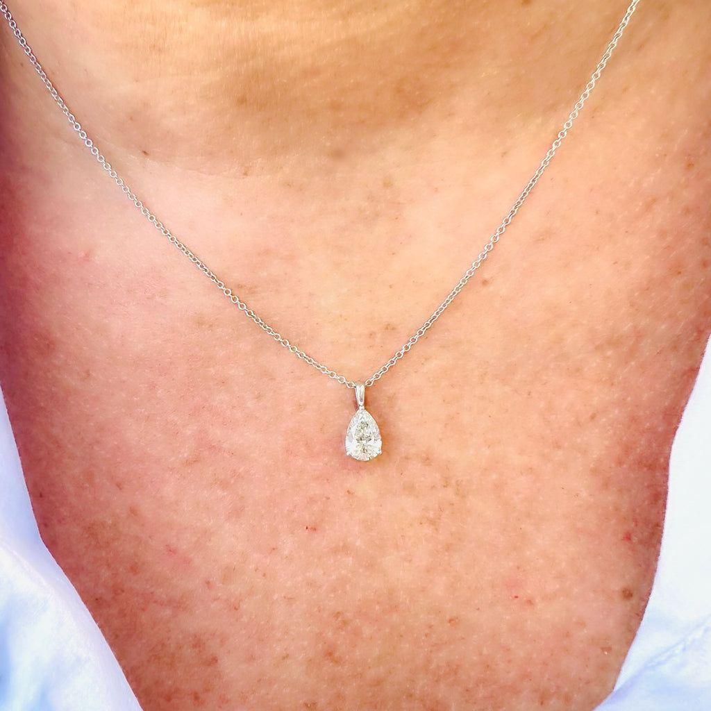 1.05ct Pear Shaped Diamond Pendant Necklace