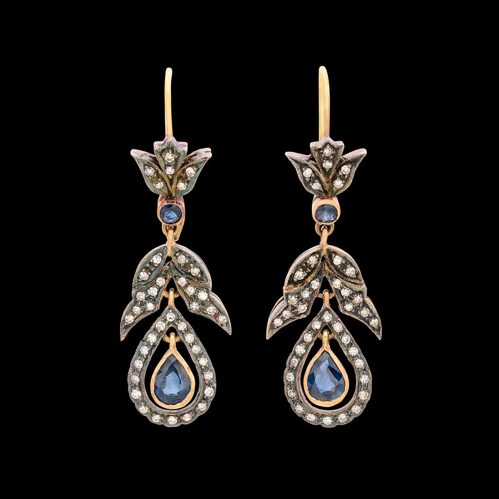 Antique Diamond and Sapphire Earrings