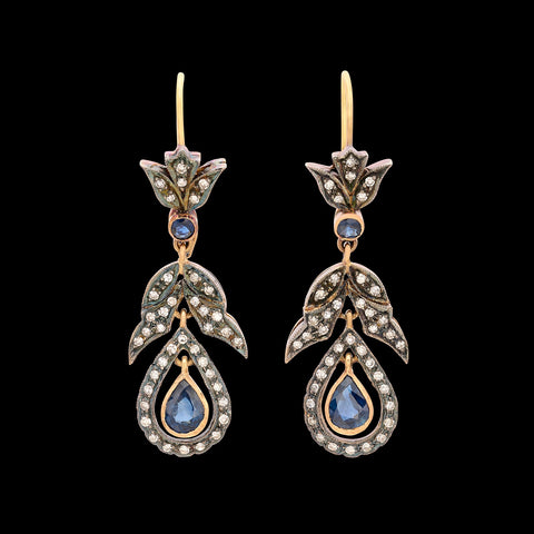 Antique Diamond and Sapphire Earrings