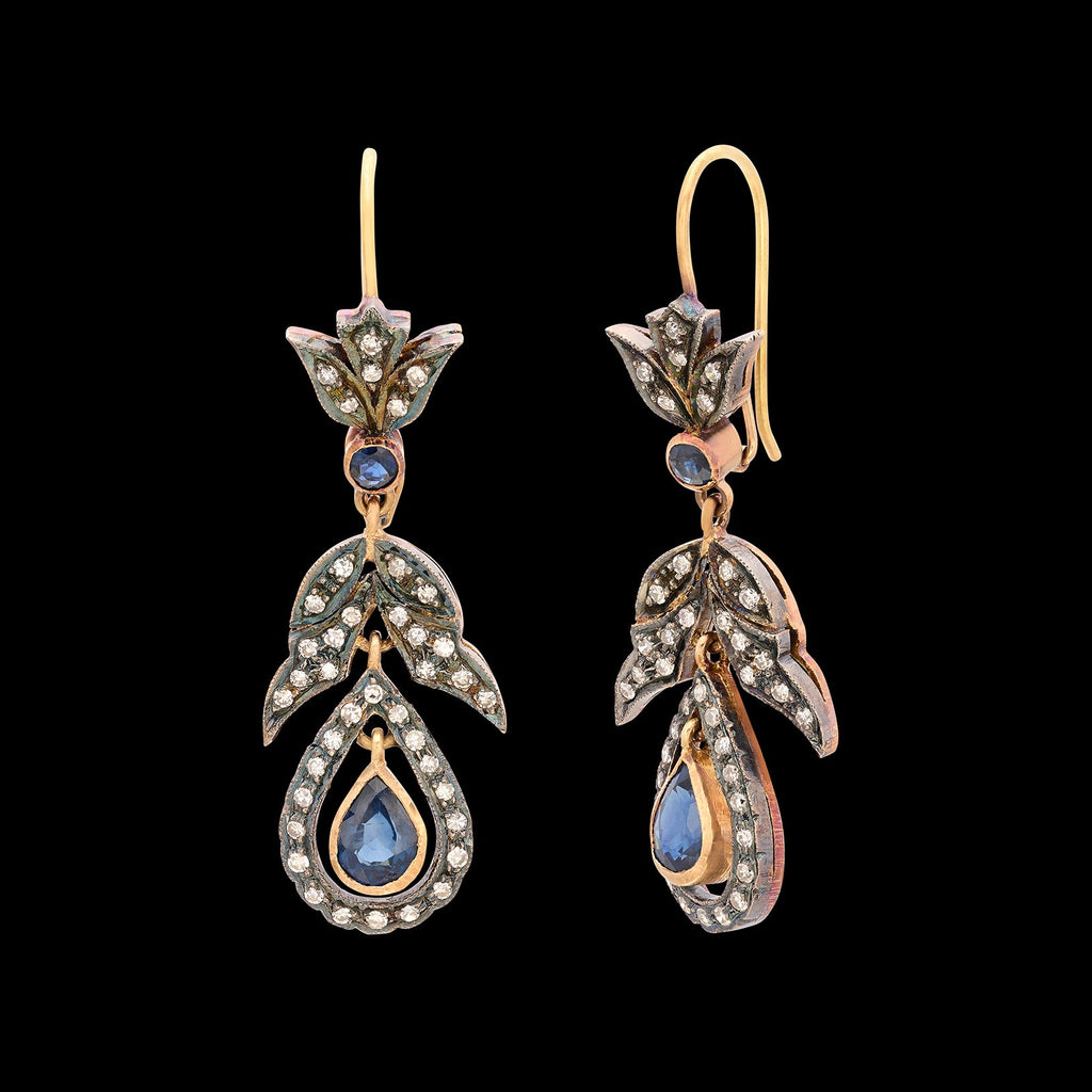 Antique Diamond and Sapphire Earrings