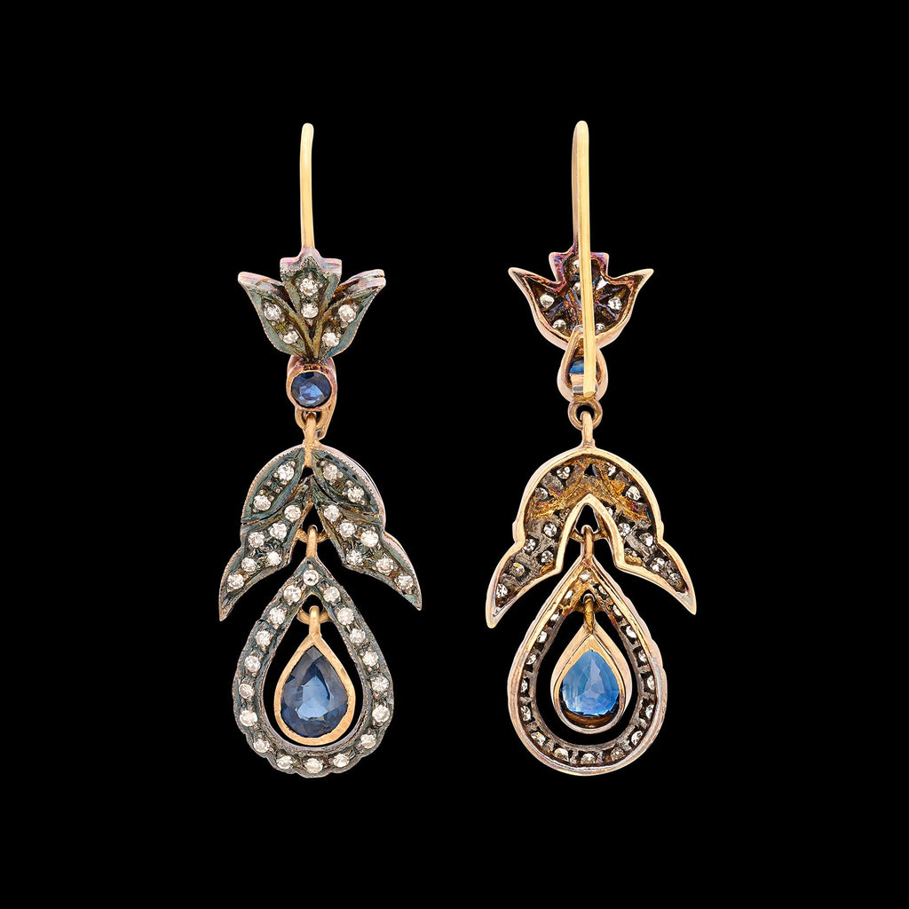 Antique Diamond and Sapphire Earrings