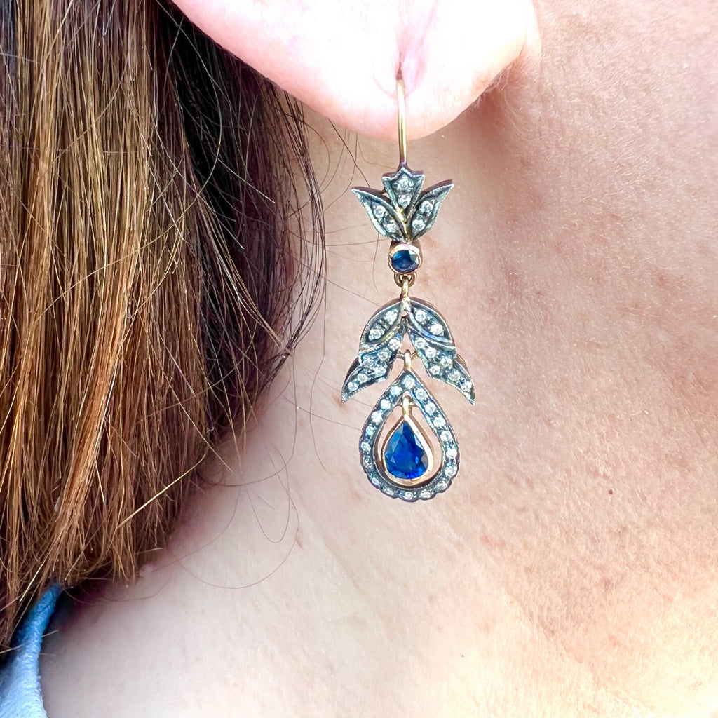 Antique Diamond and Sapphire Earrings