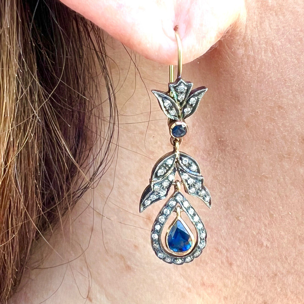 Antique Diamond and Sapphire Earrings