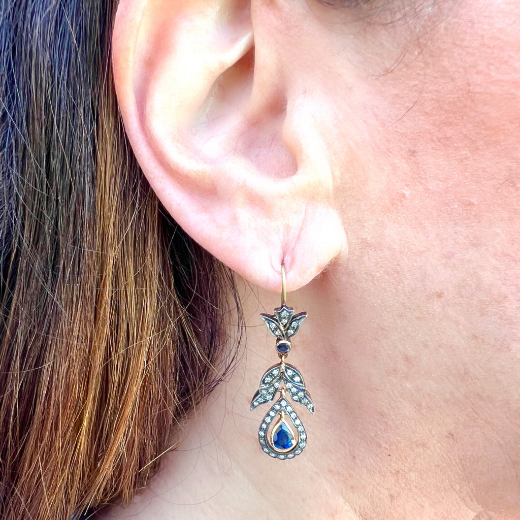 Antique Diamond and Sapphire Earrings