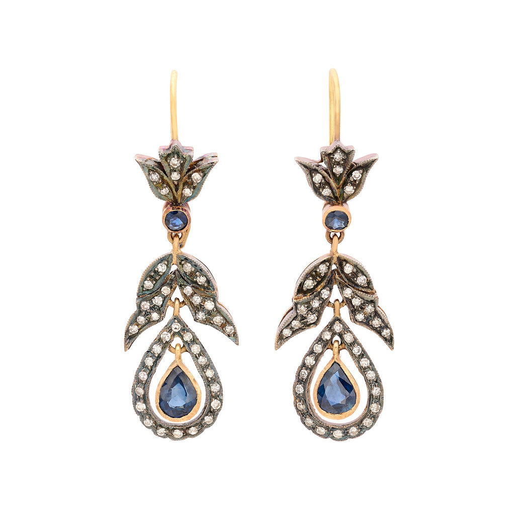 Antique Diamond and Sapphire Earrings