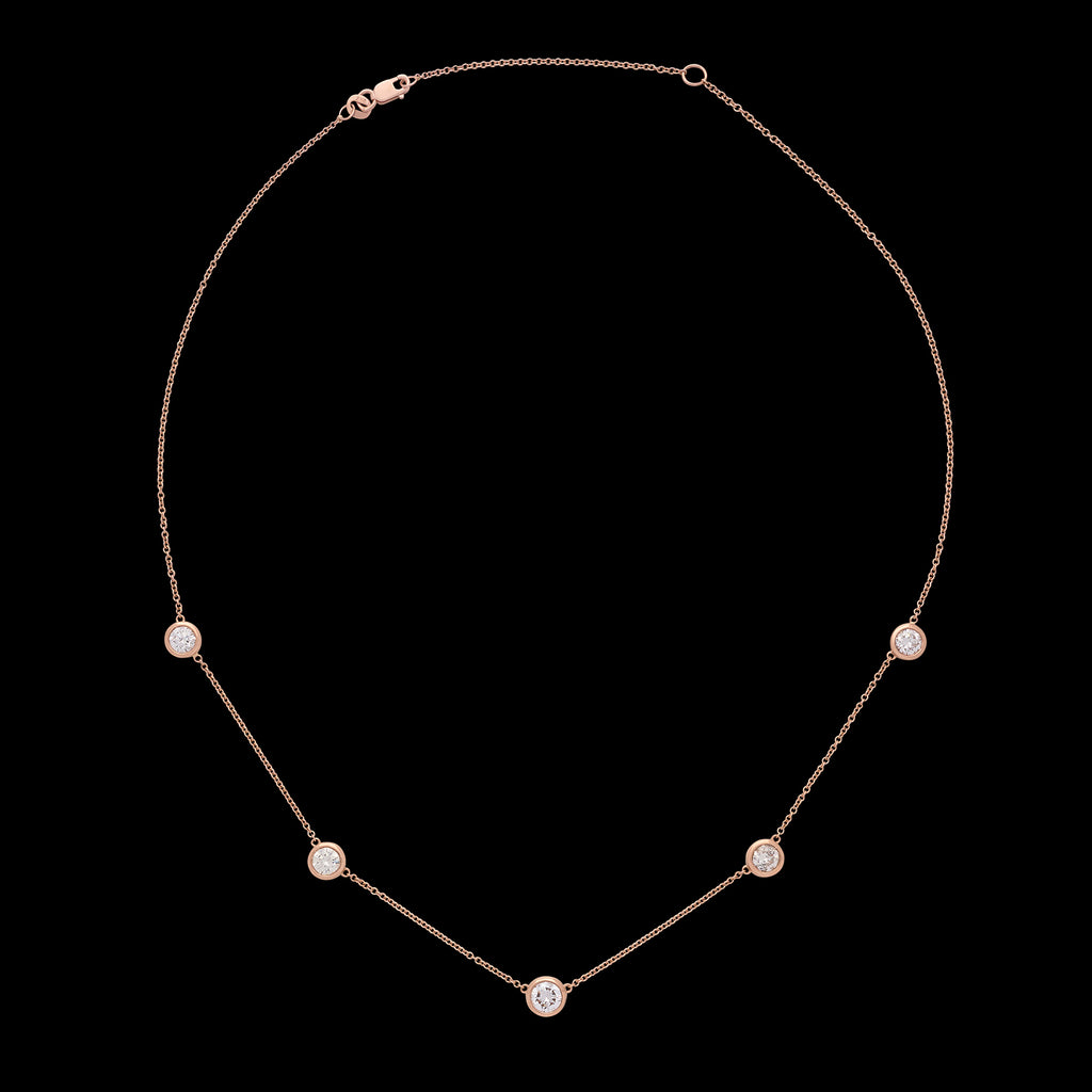 18kt Rose Gold Adjustable Diamonds By The Yard Necklace