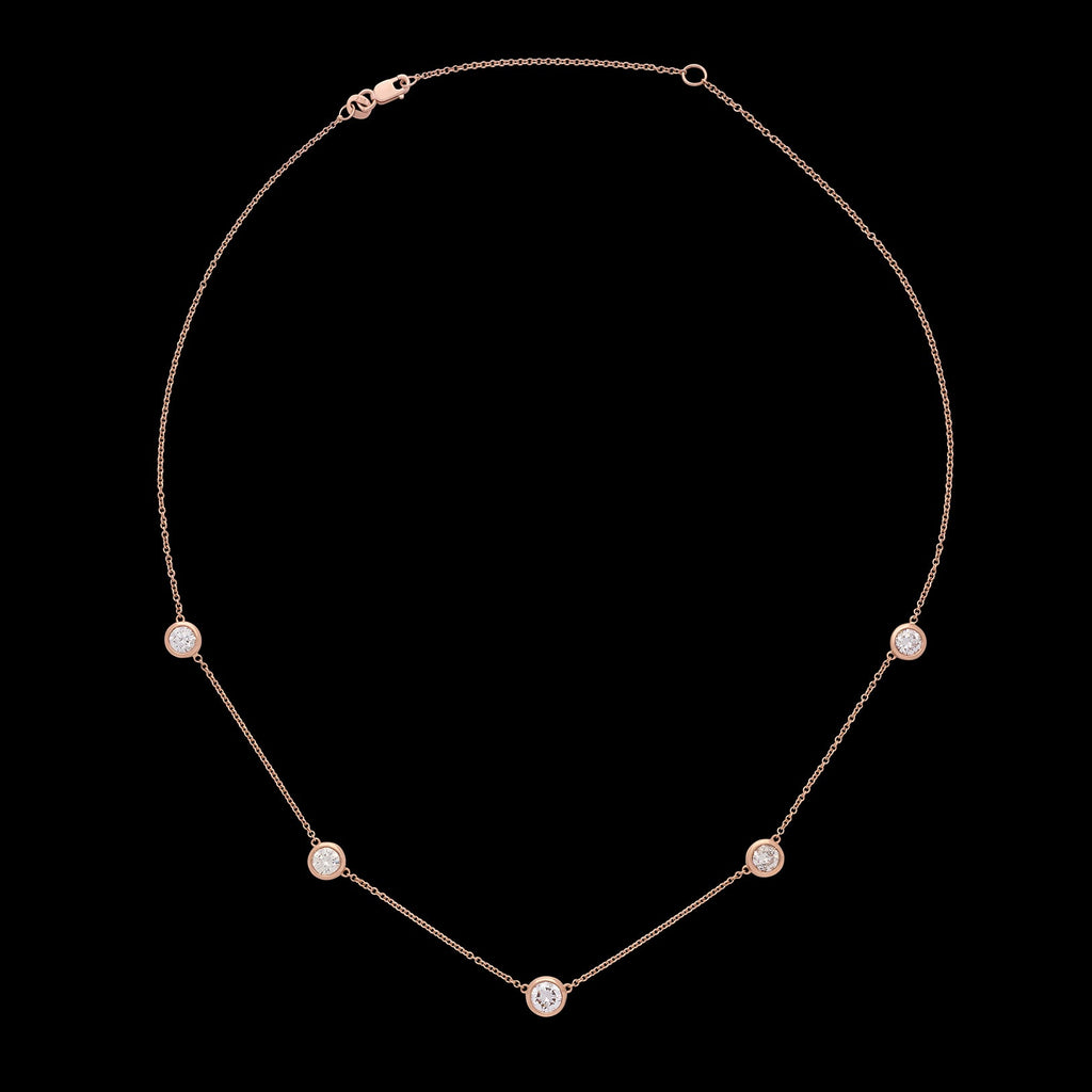 18kt Rose Gold Adjustable Diamonds By The Yard Necklace
