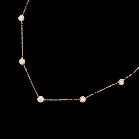 18kt Rose Gold Adjustable Diamonds By The Yard Necklace