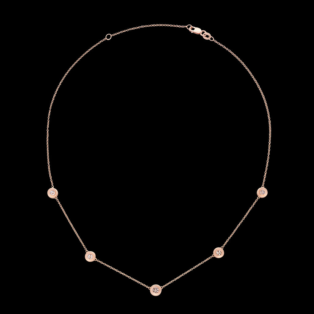 18kt Rose Gold Adjustable Diamonds By The Yard Necklace