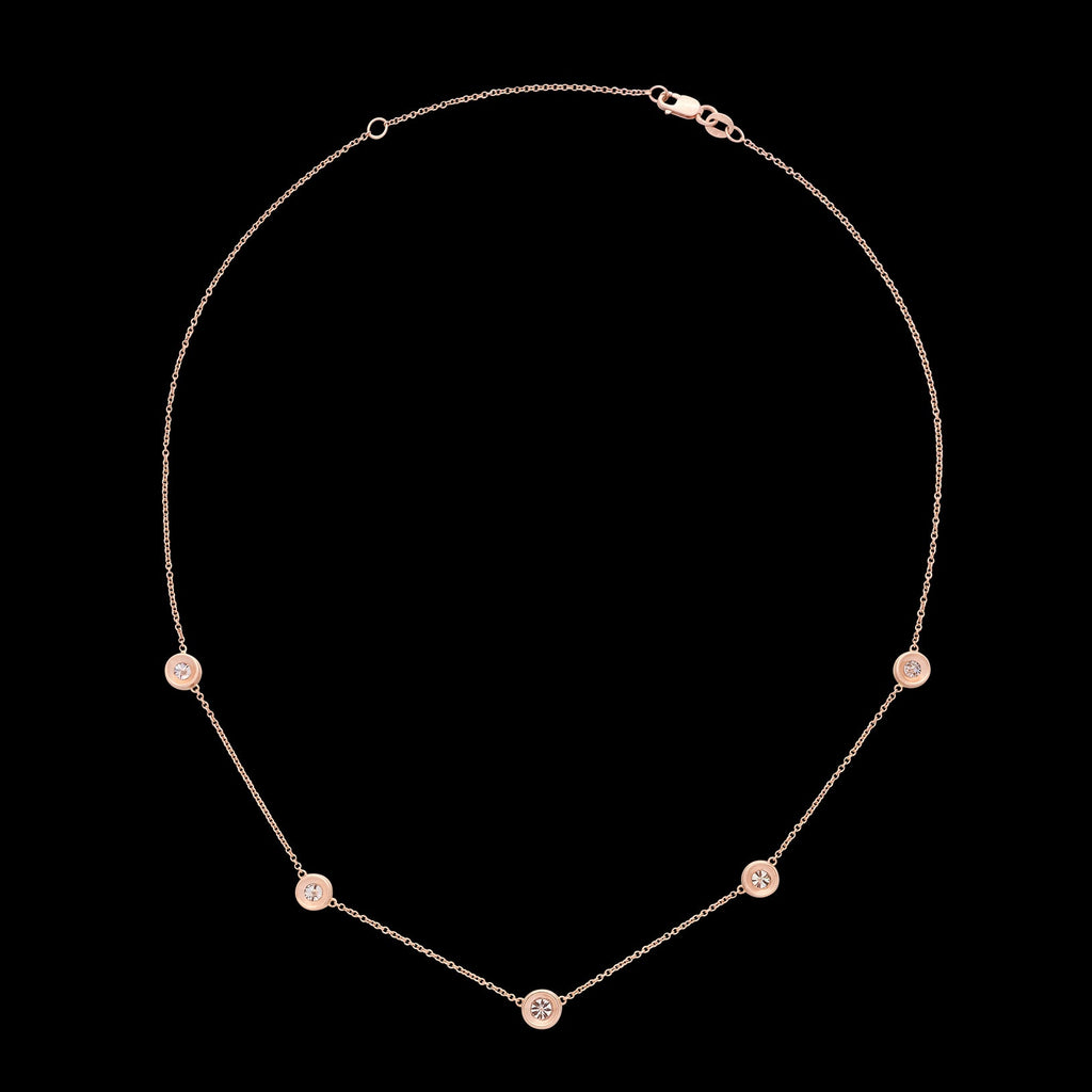 18kt Rose Gold Adjustable Diamonds By The Yard Necklace