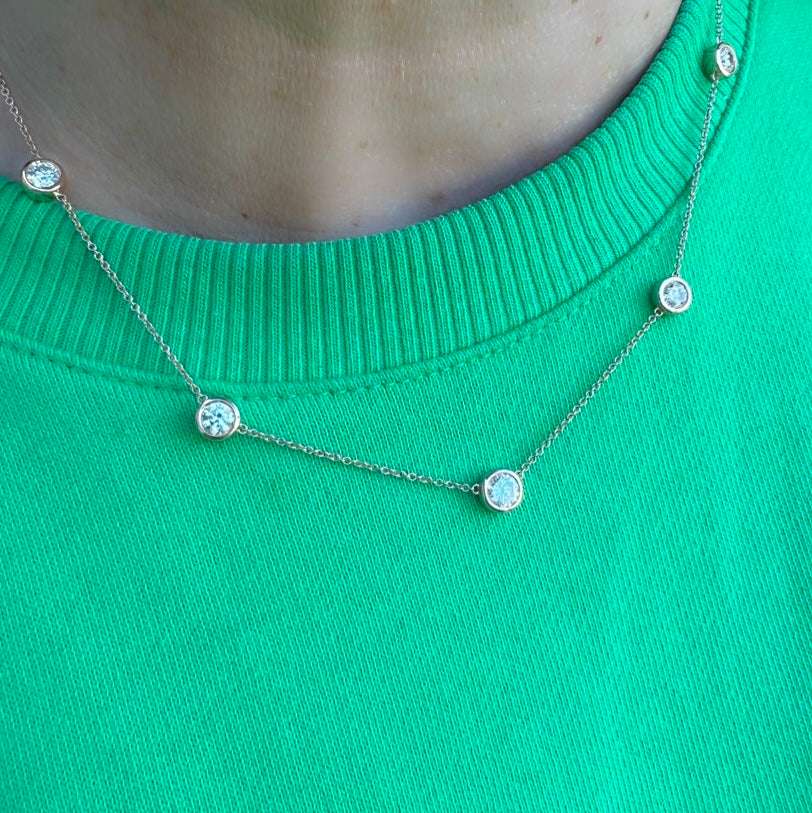 18kt Rose Gold Adjustable Diamonds By The Yard Necklace