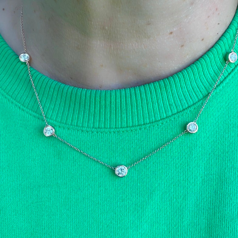 18kt Rose Gold Adjustable Diamonds By The Yard Necklace