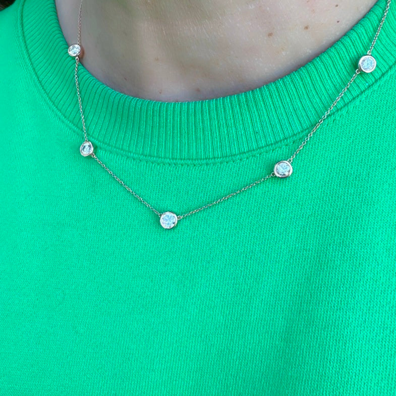 18kt Rose Gold Adjustable Diamonds By The Yard Necklace