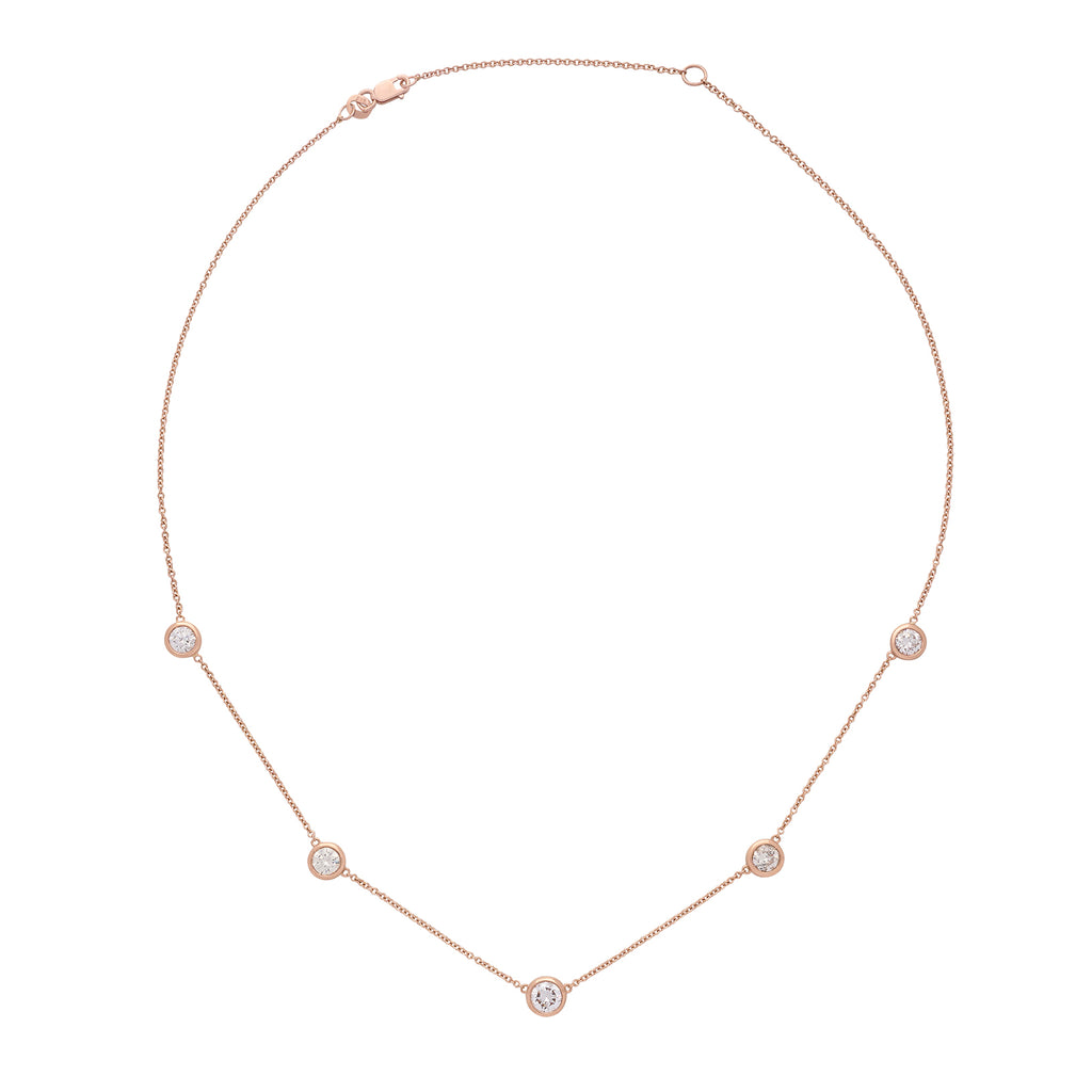 18kt Rose Gold Adjustable Diamonds By The Yard Necklace